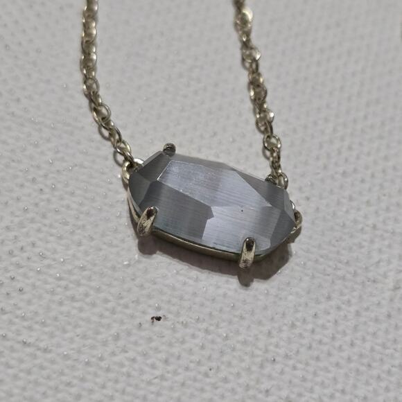 Kendra‎ Scott Gold and Slate Grey Cats Eye Necklace - Picture 1 of 7